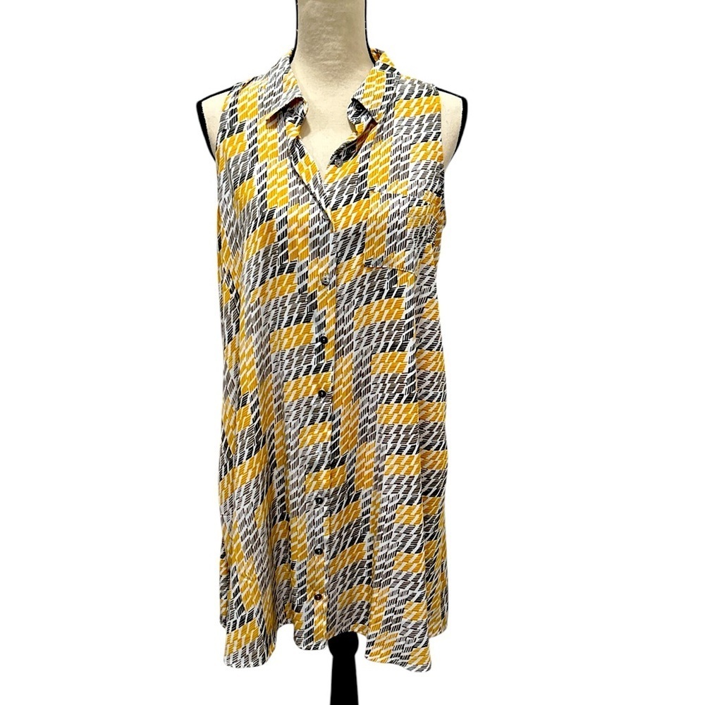 Alfani Petite Yellow and Gray Patterned dress